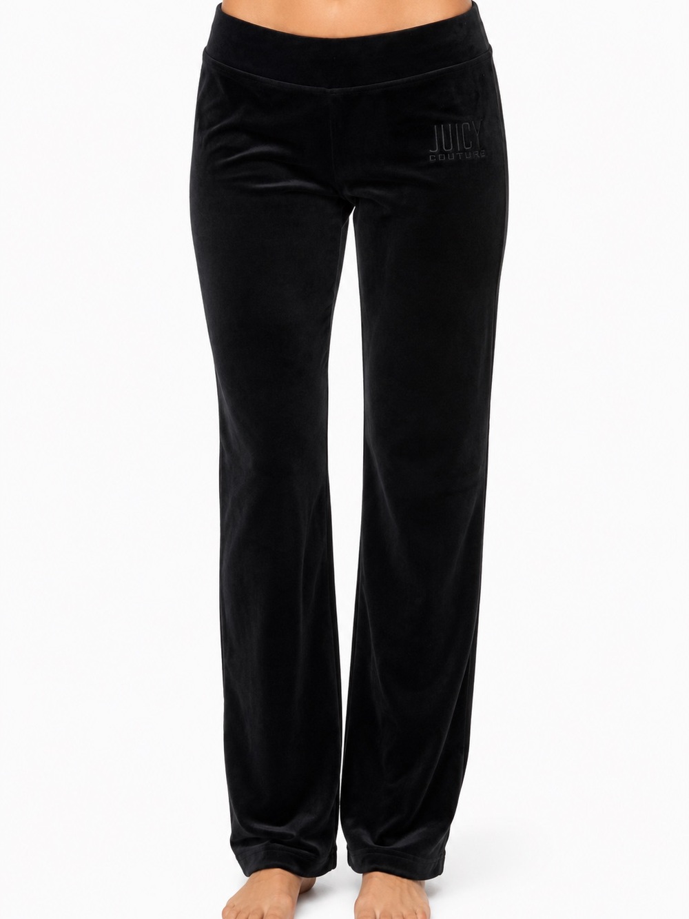 Juicy Couture Velour Straight Leg Lounge Sweatpants Sz XL Black EUC